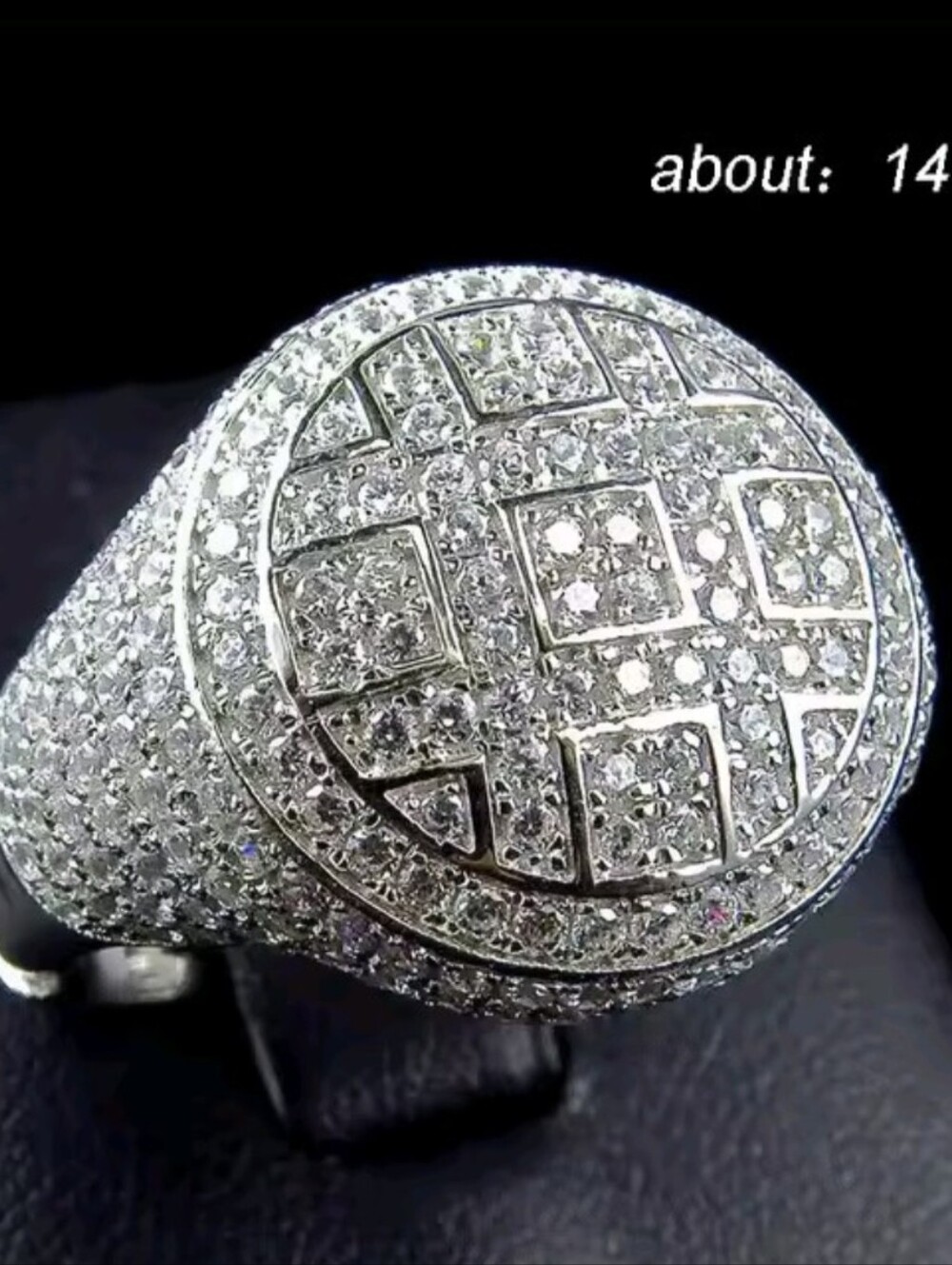 Men's Size 13 Hip Hop Rhinestone Iced Out Bling Ring